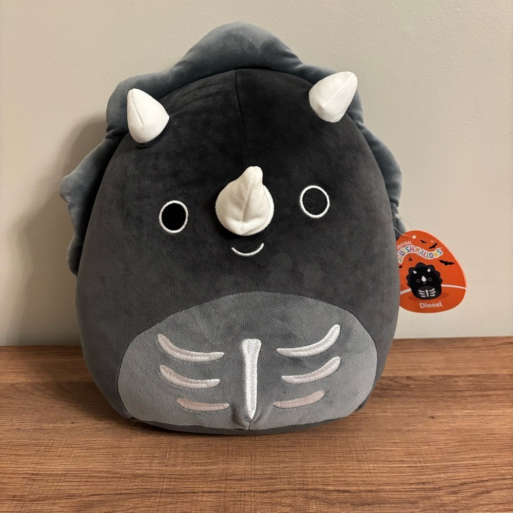Diesel Black Skeleton Triceratops Squishmallow​‎